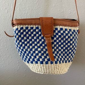 Handcrafted African Kiondo/Sisal and Leather Crossbody Bag